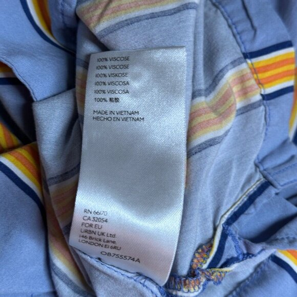 Urban Outfitters Shirt Medium Mens But Yellow Strip Button Short Sleeve Relaxed - Picture 8 of 8